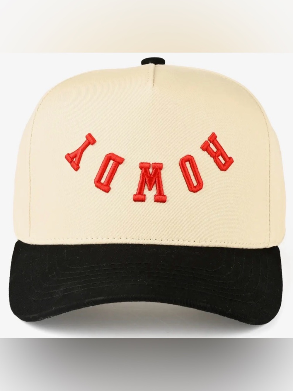 CC Boutique Cream and Black Cap with Red Embroidery